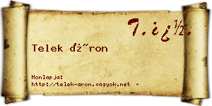 Telek Áron névjegykártya